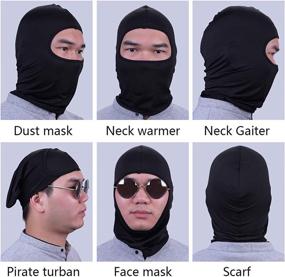 img 1 attached to 🧣 Raisun Black Balaclava: Full Face Mask Neck Gaiter for Outdoor Sports - Summer Cooling, UV Protection, Winter Windproof - Men/Women