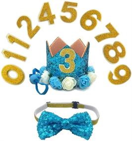 img 3 attached to 🎉 POSAPET Cat Dog Birthday Hat and Bow Tie Collar Set: Perfect Supplies for Pet Birthday Parties!