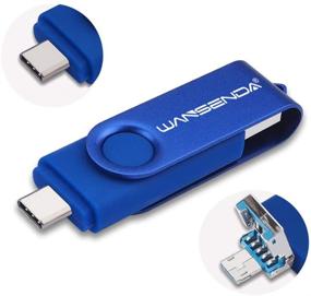 img 4 attached to 💽 WANSENDA 3 в 1 USB-флеш-накопитель (64 ГБ, синий) - совместимость с Type-C, Type-A и Micro USB