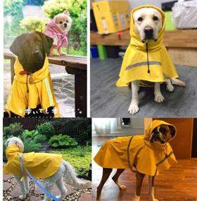 img 1 attached to 🐾 HAPEE Reflective Strip Hoodie Raincoat for Large Dogs, Waterproof Rain Poncho Jacket for Dogs