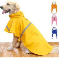 🐾 hapee reflective strip hoodie raincoat for large dogs, waterproof rain poncho jacket for dogs логотип