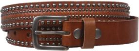 img 3 attached to 🐮 Stylish Cowhide Leather Men's Accessories and Belts with Riveted Nailhead Studs