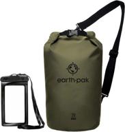 🌊 earth pak - waterproof dry bag - roll top compression sack for kayaking, beach, rafting, boating, hiking, camping and fishing - includes waterproof phone case logo