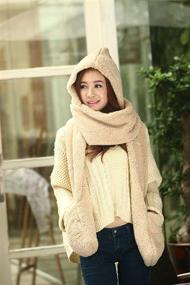 img 3 attached to 🧣 Stay Warm in Style with Maleroads Hooded Mittens Neckwarmer: Thicker Women's Scarves & Wraps Accessories