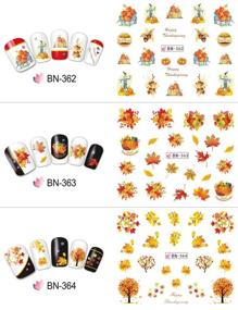 img 2 attached to Festive Fall Nail Stickers: Maple Leaf, Pumpkin & Turkey Designs for Halloween, Thanksgiving - 12 Sheets Water Transfer Nail Art Decals for Women, Girls, & Kids - DIY Thanksgiving Day Decorations