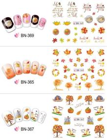 img 1 attached to Festive Fall Nail Stickers: Maple Leaf, Pumpkin & Turkey Designs for Halloween, Thanksgiving - 12 Sheets Water Transfer Nail Art Decals for Women, Girls, & Kids - DIY Thanksgiving Day Decorations