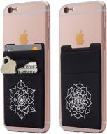 🌸 mandala floral stretchy stick on wallet card holder for iphone, android & all smartphones: a must-have accessory! logo