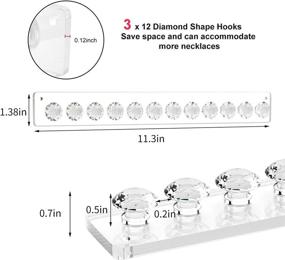 img 3 attached to 💎 AITEE Necklace Holder: Elegant Acrylic Jewelry Organizer with 12 Diamond Hooks - Wall Mounted Necklace Organizer for Girls and Women (3 PACK)