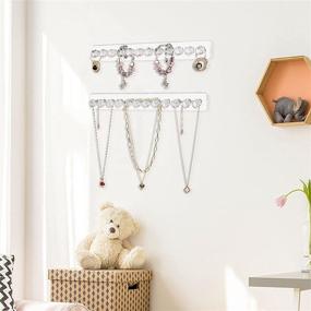 img 1 attached to 💎 AITEE Necklace Holder: Elegant Acrylic Jewelry Organizer with 12 Diamond Hooks - Wall Mounted Necklace Organizer for Girls and Women (3 PACK)