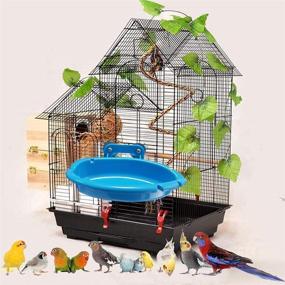 img 1 attached to 🐦 Hanging Birdbath Toy Pet Parrot Cage Budgie Accessories: Water Shower, Feeder Holder, and More!