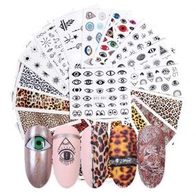 img 4 attached to 💅 NAIL ANGEL 19 Sheets Nail Art Water Decals - Leopard Eyes, Cartoons & More for Stunning Fingernail and Toenail Manicure (19sheets)