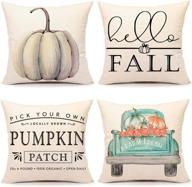 🎃 set of 4 white pumpkin farmhouse decor pillow covers 18x18 for fall thanksgiving home decorative pillows - 4th emotion fall decorations throw cushion case логотип