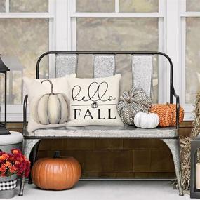 img 1 attached to 🎃 Set of 4 White Pumpkin Farmhouse Decor Pillow Covers 18x18 for Fall Thanksgiving Home Decorative Pillows - 4TH Emotion Fall Decorations Throw Cushion Case