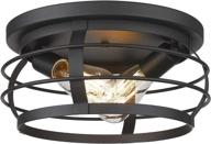 ⚡️ femila 12-inch industrial flush mount ceiling light, farmhouse metal cage close to ceiling lighting fixture, black finish - 4fd21-f bk logo