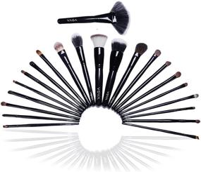 img 1 attached to 💼 22pc Black Makeup Brush Travel Organizer Set - Professional Artist Makeup Brush Set with Cheeky Eyeshadow, Eyebrow, Fan, Round, Dry, Blush Brushes - Includes Traveling Makeup Brush Pouch