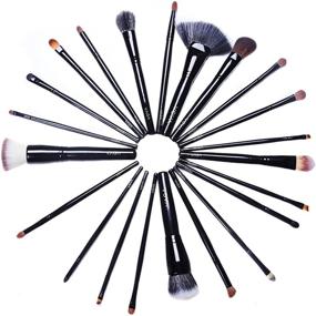 img 4 attached to 💼 22pc Black Makeup Brush Travel Organizer Set - Professional Artist Makeup Brush Set with Cheeky Eyeshadow, Eyebrow, Fan, Round, Dry, Blush Brushes - Includes Traveling Makeup Brush Pouch