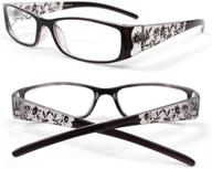 👓 bifocal floral pattern crystal reading glasses (2.75, black) logo