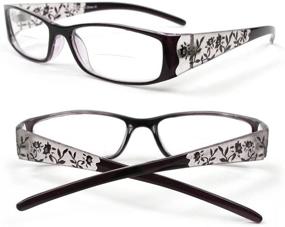 img 1 attached to 👓 Bifocal Floral Pattern Crystal Reading Glasses (2.75, Black)