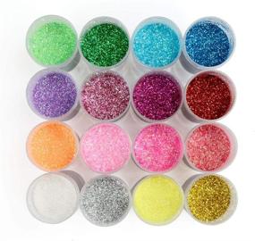 img 2 attached to ✨ Premium Glitter Variety Pack, 16 Shaker Jars - 296g Craft Glitter Powder in Assorted Colors for Resin Art, Tumblers, Paintings, Decorations, Wedding Invitations, Makeup (Body, Nails, Face, Hair, Lips)