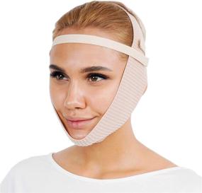 img 4 attached to 💆 Beige Post Surgery Chin Compression Garment: Ultimate Chin Strap Band for Face Lift, Chin Lift, Jowl Tightening & Face Slimming