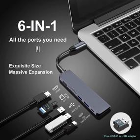 img 3 attached to 🔌 JUBAAY USB C Hub 6 in 1 Dongle: 4K HDMI, USB 3.0 Ports, SD/TF Card Reader - MacBook Pro & Air Compatible