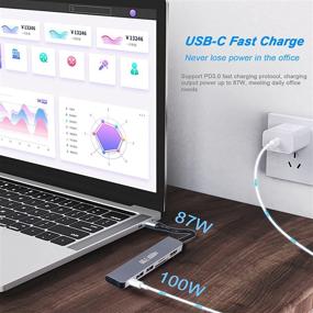 img 2 attached to 🔌 JUBAAY USB C Hub 6 in 1 Dongle: 4K HDMI, USB 3.0 Ports, SD/TF Card Reader - MacBook Pro & Air Compatible