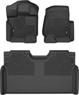 🚗 husky liners weatherbeater front & 2nd seat floor liners #94041 - fits 2015-2021 ford f-150 supercrew, black (compatible with carpeted surfaces) logo
