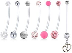 img 2 attached to 🤰 Mayhoop 14G Flexible Bioplast Pregnancy Belly Button Ring: Sport Maternity Navel Retainer, 38mm (1 1/2")