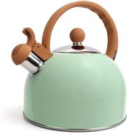 ☕ flantor tea kettles stainless steel whistling teapot: 2.5 quart food grade stovetop water kettle with anti-heat silicone handle logo