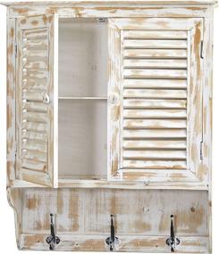 img 1 attached to 🏷️ Stylish and Functional 32 in. White Washed Hooks Wall Cabinet by Nearly Natural