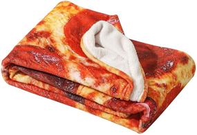 img 3 attached to 🍕 Funny Food Pizza Fuzzy Soft Blanket for Kids and Adults - Realistic Novelty Warm 285 GMS Cozy Flannel Throw Blanket