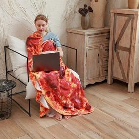 img 1 attached to 🍕 Funny Food Pizza Fuzzy Soft Blanket for Kids and Adults - Realistic Novelty Warm 285 GMS Cozy Flannel Throw Blanket