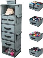 👕 smirly grey hanging closet organizer shelves - 6 shelf storage with clothes drawers and purpose made pockets логотип