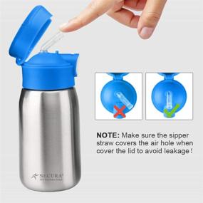 img 1 attached to 350ml 12oz Secura Vacuum Insulated Stainless Steel Straw Water Bottle - Blue with Handle