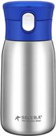 350ml 12oz secura vacuum insulated stainless steel straw water bottle - blue with handle логотип