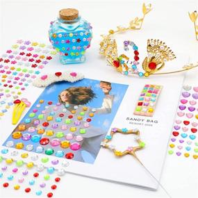img 3 attached to 🔷 GUBCUB 632Pcs Gem Stickers Rhinestones Jewels Self Adhesive, Bling Crystal Stickers for DIY Crafts, Assorted Sizes - Perfect for Girls and Kids