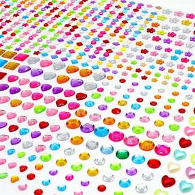 img 4 attached to 🔷 GUBCUB 632Pcs Gem Stickers Rhinestones Jewels Self Adhesive, Bling Crystal Stickers for DIY Crafts, Assorted Sizes - Perfect for Girls and Kids