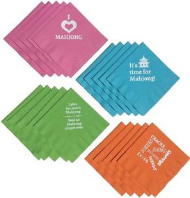 img 3 attached to Multi Colored Paper Beverage Cocktail Size Napkins - Mah Jongg Mahjong, 20 Count, Pink, Green, Blue, and Orange