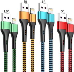 img 4 attached to Durcord iPhone Charger Cable 4Pack-1.5/3/6/6FT MFi Certified Lightning Cable 🔌 - Fast Charging Nylon Braided Cord for iPhone 11/XS/Max/XR/X/8/8P/7/7P/6/SE, iPad, iPod