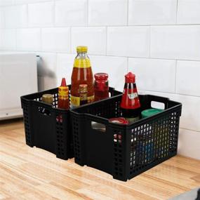 img 2 attached to 6-Piece Set of Yubine Stackable Black Plastic Storage Baskets