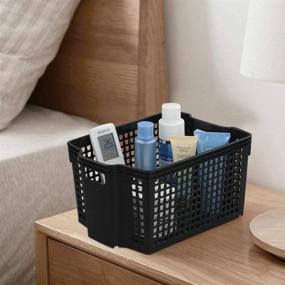 img 1 attached to 6-Piece Set of Yubine Stackable Black Plastic Storage Baskets