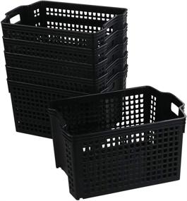 img 4 attached to 6-Piece Set of Yubine Stackable Black Plastic Storage Baskets