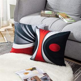 img 1 attached to 🔳 Emvency Set of 4 Bold Red Stripes Decorative Pillow Covers - Modern Abstract Design for Home Decor - Square 20x20 Inches Pillowcases in Grey, Black, and White Acrylic