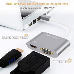 img 2 attached to Мини-переходник Mini DisplayPort в HDMI VGA: кабельный переходник CableCreation 2 в 1, концентратор конвертера Thunderbolt 🔌 2 для MacBook, iMac, Surface Pro 5/6 и других устройств - алюминиевый серый