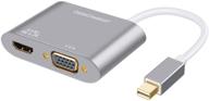 мини-переходник mini displayport в hdmi vga: кабельный переходник cablecreation 2 в 1, концентратор конвертера thunderbolt 🔌 2 для macbook, imac, surface pro 5/6 и других устройств - алюминиевый серый логотип