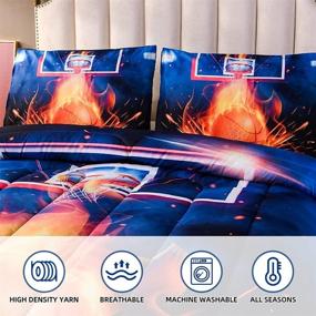 img 1 attached to 🏀 Btargot Basketball Fire Court Comforter Sets Twin for Boys Teens - 3D Sports Bedding with Reversible Quilt and 2 Matching Pillow Shams + Soft Microfiber