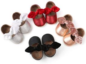 img 3 attached to 👶 Charming Baby Girls Mary Jane Flats: Cute Bow, Anti-Slip Rubber Sole Toddler Princess Dress Shoes!