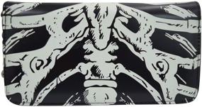 img 2 attached to Glow in the Dark Lost Queen Ribcage Gothic Skeleton Zip Around Wallet