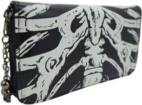 img 3 attached to Glow in the Dark Lost Queen Ribcage Gothic Skeleton Zip Around Wallet