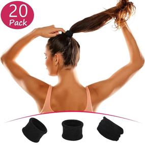 img 3 attached to 💪 Extra Strong 20-Piece Cotton Stretch Hair Ties for Thick, Heavy, or Curly Hair - 6.5cm Diameter - Black